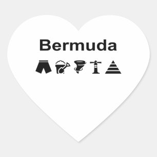 Pegatina En Forma De Corazón Color claro de los iconos monotónicos de las Bermu