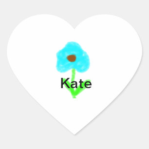 Pegatina En Forma De Corazón Color de agua verde azul añadir tu nombre personal