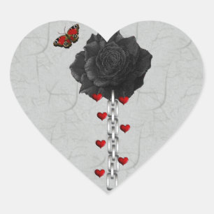 Pegatina En Forma De Corazón Color de rosa negro del amor