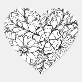 Pegatina En Forma De Corazón Color Me Floral Group DIY Doodle