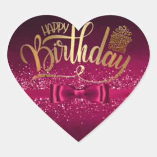 Pegatina En Forma De Corazón color rosa elegante de cumple