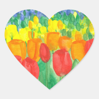 Pegatina En Forma De Corazón Colores arcoiris de Tulip Field