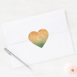 Pegatina En Forma De Corazón Colores Grunge - Naranja y Verde