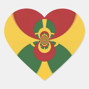 Pegatina En Forma De Corazón Colores Rasta Impresión de Arte Abstracto