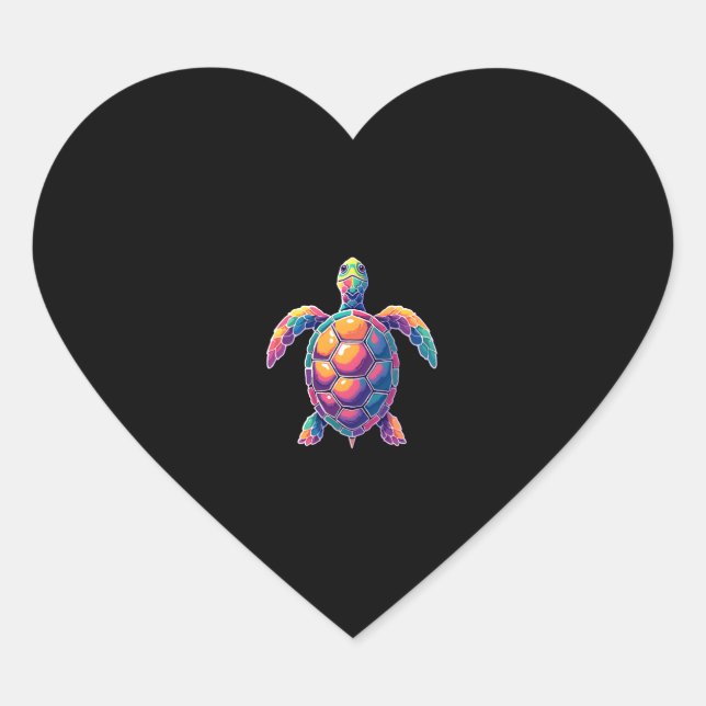 Pegatina En Forma De Corazón Colorful Splash Eastern Box Turtle (2) (Anverso)
