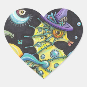 PEGATINA EN FORMA DE CORAZÓN COLORIDA FANTASÍA SEAHORSE, A POCOS PASOS DEL MAR
