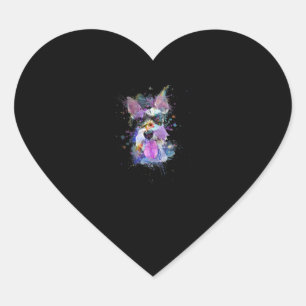 Pegatina En Forma De Corazón Coloridas mujeres Schnauzer Dog Design V-Cuello