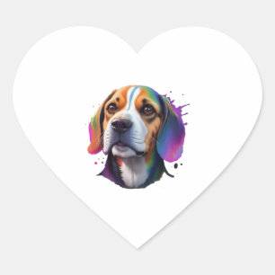 Pegatina En Forma De Corazón colorido beagle