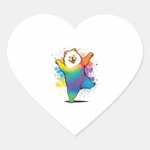 Pegatina En Forma De Corazón Colorido Kawaii bailando Chow