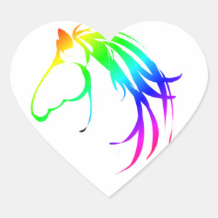 Pegatina En Forma De Corazón Colorido logotipo de Cabeza de Caballo