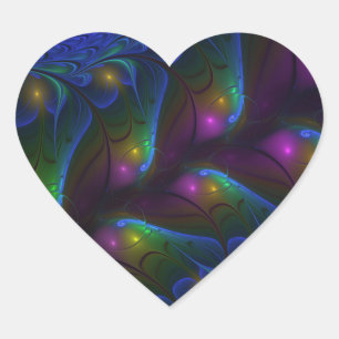 Pegatina En Forma De Corazón Colorido luminoso abstracto moderno alucinante fra