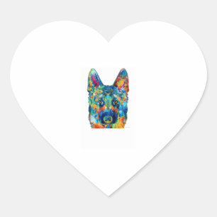 Pegatina En Forma De Corazón Colorido Pastor Alemán Arte De Perro De Sharon Cum