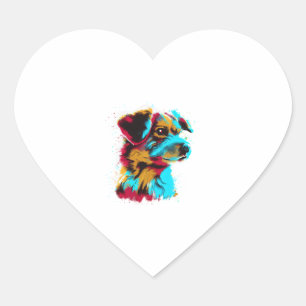 Pegatina En Forma De Corazón colorido perro de Splash que pasa un buen rato