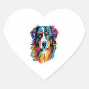 Pegatina En Forma De Corazón Colorido perro pastor australiano