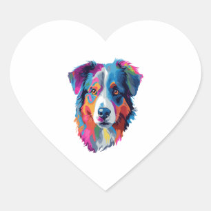 Pegatina En Forma De Corazón Colorido perro pastor australiano 3