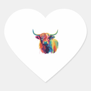 Pegatina En Forma De Corazón Colorido Pop Art Highland Cow Classic T-Shirt