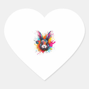 Pegatina En Forma De Corazón Colorido Splash Art Cute Conejo Continental Gigant
