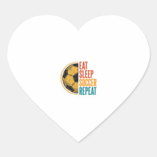 Pegatina En Forma De Corazón Come Fútbol Duerme Repite Camiseta Vintage Fútbol