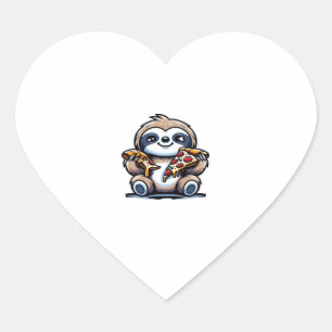 Pegatina En Forma De Corazón Comer pizza humorística, Kawaii Animal Lover