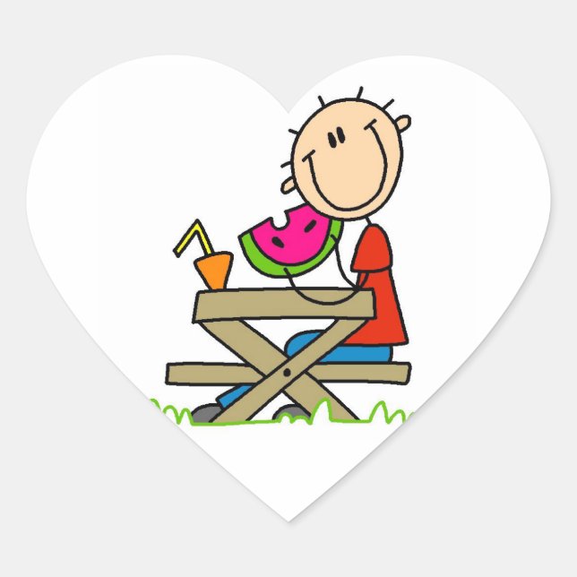 Pegatina En Forma De Corazón Comer sandía (Anverso)