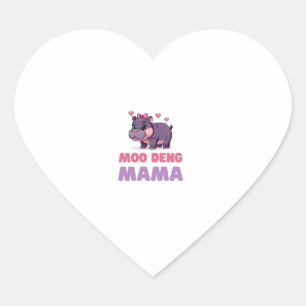 Pegatina En Forma De Corazón Cómico MOO DENG MAMA Animal Lover Hippo Theme Zoo