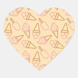 Pegatina En Forma De Corazón Comida de verano con contornos de helado de contor