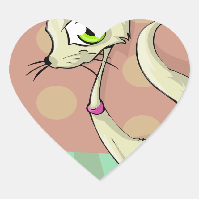 Pegatina En Forma De Corazón comida para gato desayuno (Anverso)