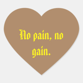 Pegatina En Forma De Corazón comillas de motivación de gimnasio y marrón claro