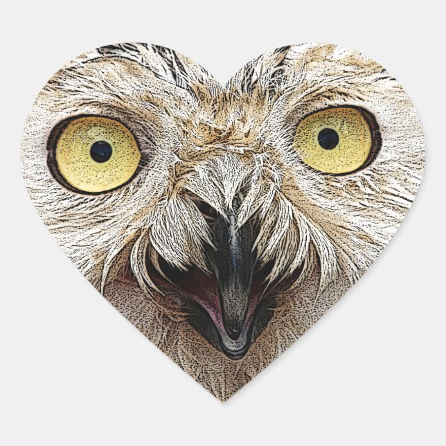 Pegatina En Forma De Corazón ¿Cómo Estás? Owl ¿Quién Eres? (Anverso)