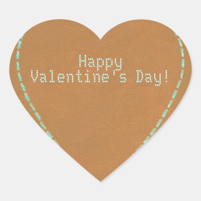 Pegatina En Forma De Corazón Computadora Nerd Geek Feliz Día de San Valentín Co (Anverso)