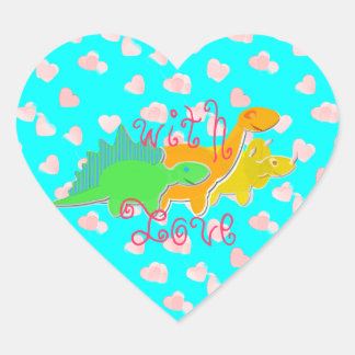Pegatina En Forma De Corazón Con dinosaurios de amor