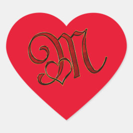 Pegatina En Forma De Corazón con letra m