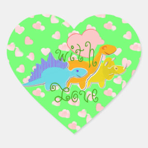 Pegatina En Forma De Corazón Con los corazones de los dinosaurios del amor