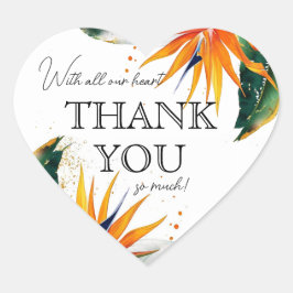 Pegatina En Forma De Corazón Con todo nuestro corazón... Aves del paraíso