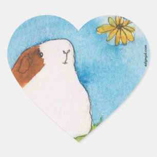 Pegatina En Forma De Corazón Conejillo de Indias con el pegatina del corazón de