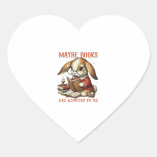 Pegatina En Forma De Corazón Conejito de lecturas con lentes Libros De Librería