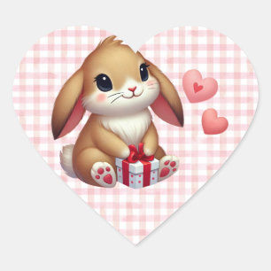 Pegatina En Forma De Corazón Conejo de conejo El día de San Valentín