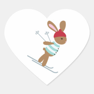 Pegatina En Forma De Corazón Conejo de esquí