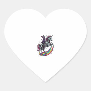 Pegatina En Forma De Corazón Conejo oscuro montando un unicornio esqueleto grab