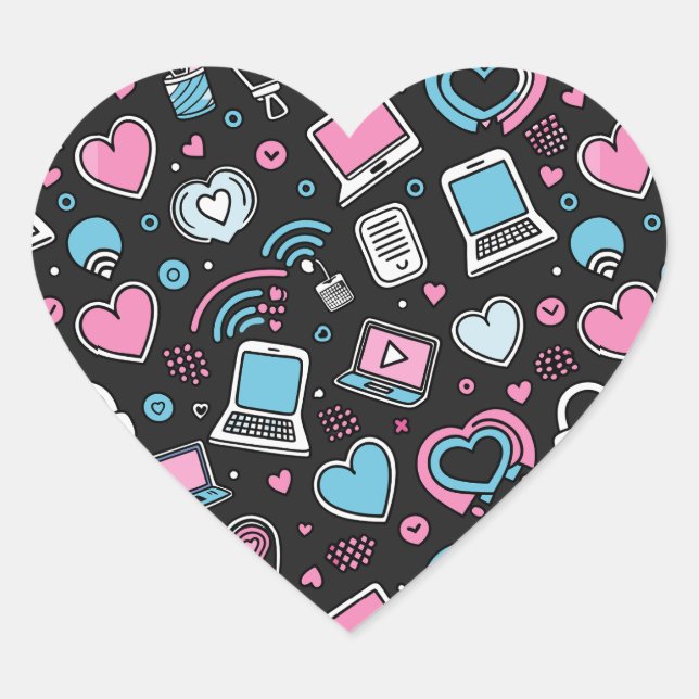 Pegatina En Forma De Corazón Conexión de amor técnico (Anverso)