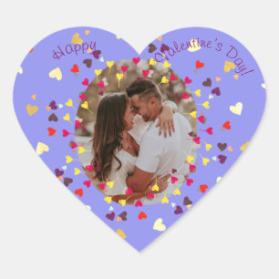 Pegatina En Forma De Corazón Confetis de corazones con foto Feliz día de San Va