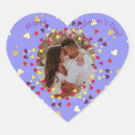 Pegatina En Forma De Corazón Confetis de corazones con foto Feliz día de San Va