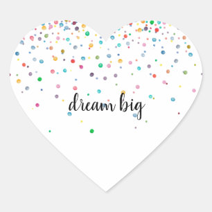 Pegatina En Forma De Corazón Confetti de color de arcoiris personalizado