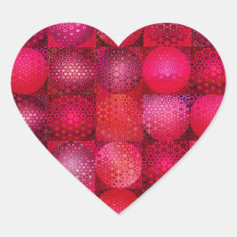 Pegatina En Forma De Corazón Conjunto de mosaico circular en rojo