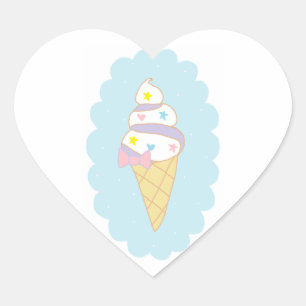 Pegatina En Forma De Corazón Cono de helado lindo del remolino