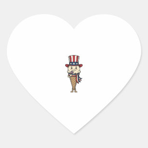 Pegatina En Forma De Corazón Cono de helado patriótico diseño de grabado vintag