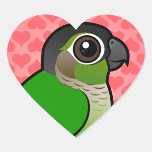 Pegatina En Forma De Corazón Conure Birdorable de mejillas verdes
