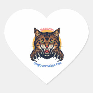 Pegatina En Forma De Corazón Conviértete en Gato Ingobernable