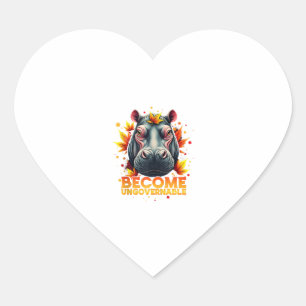 Pegatina En Forma De Corazón Conviértete en un bebé retro ingobernable Hippo Mo