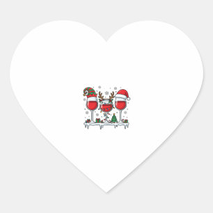 Pegatina En Forma De Corazón Copas de vino tinto de Navidad Vector de vacacione